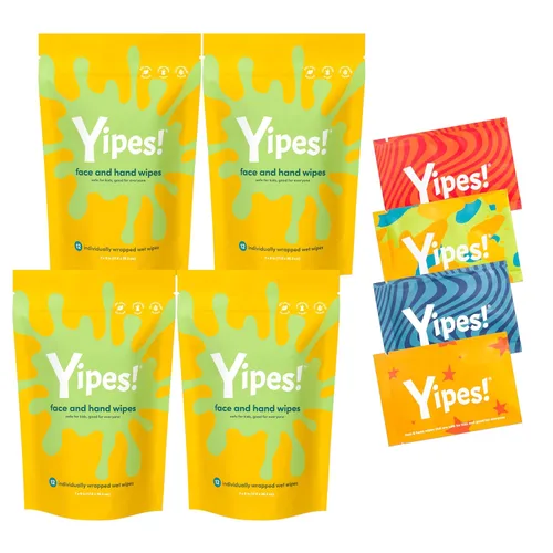 Yipes! Toallitas faciales y de manos para niños, toallitas húmedas compostables para pieles sensibles, envueltas individualmente, imprescindibles