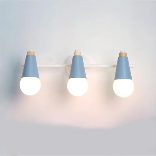 Miniatura 9 de Lámpara de pared nórdica de 3 cabezas, apliques de pared de macarrón ajustables, apliques de pared con botón enchufable, 3 luces, interruptor