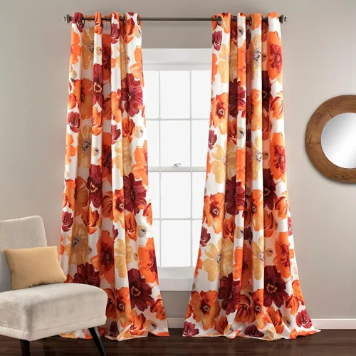 Miniatura 21 de Lush Decor Leah - Juego de 2 paneles de cortinas para oscurecer la habitación, 84 x 52 pulgadas, rojo/naranja