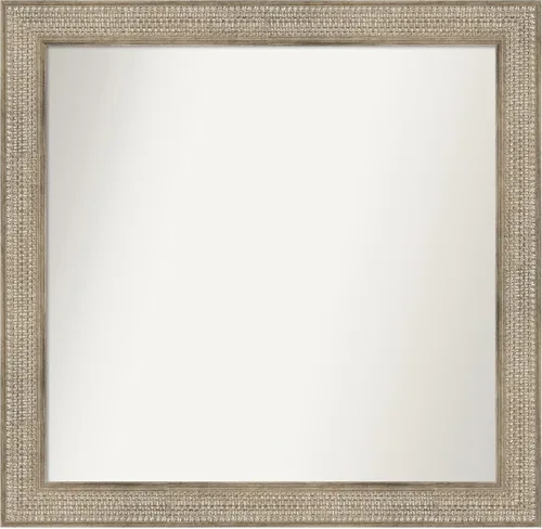 Miniatura 359 de Amanti Art Espejo de baño plateado para sobre fregadero, 26 x 26 pulgadas, espejo cuadrado de níquel pulido, marco de madera tradicional mediano, se
