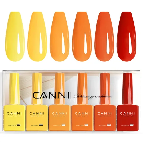Miniatura 14 de CANNI Juego de esmaltes de uñas de gel marrón sin hema, 6 colores de 0.3 onzas líquidas, kit de esmalte de gel de color marrón claro, azul nude, kit