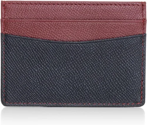 Miniatura 4 de COTRUNKAGE Cartera delgada de piel para tarjetas de crédito para mujer, Burgundy, Minimalista