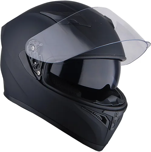 Miniatura 3 de 1Storm Casco de motocicleta para bicicleta de calle con doble visera/visera solar, casco completo con luz trasera LED: Negro mate Z LED negro mate