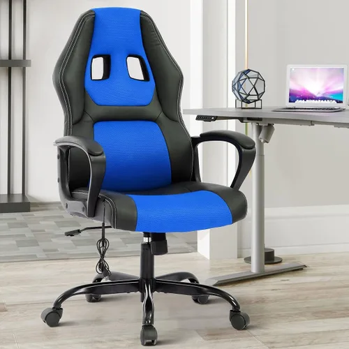 Silla de juegos de PC, silla de oficina de masaje, silla de carreras, silla de escritorio ergonómica con soporte lumbar, silla ejecutiva ajustable