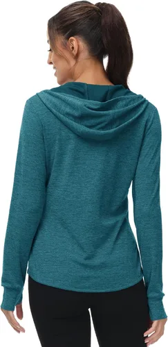 Miniatura 75 de TBMPOY Chaquetas con capucha y protección solar UPF 50+ para mujer, ligeras, de manga larga, para senderismo, exteriores, con cremallera completa