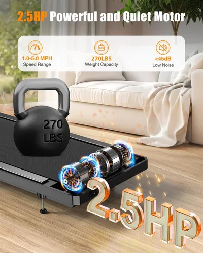 Miniatura 4 de HCOIW Alfombrilla de caminata con inclinación - Cinta de correr portátil para debajo del escritorio, alfombrilla de caminata con asa, 2.5HP de bajo