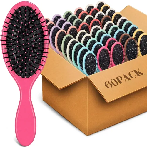 Miniatura 8 de Suclain 30 cepillos de pelo para mujer, cepillo desenredante de viaje, cerdas suaves con base de cojín, cepillo de secado desenredante