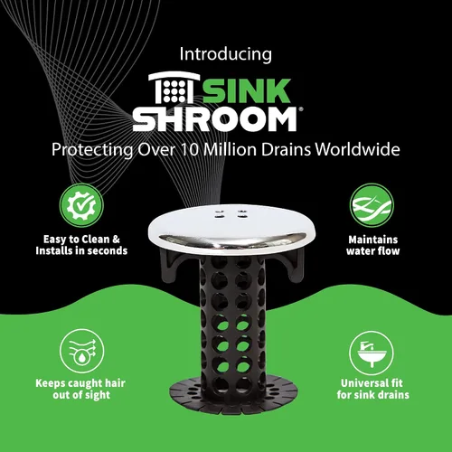 Miniatura 3 de SinkShroom Edición Cromada Revolucionaria - Protector de Drenaje para Lavabo de Baño, Atrapador de Pelos, Filtro, Trampa, Negro