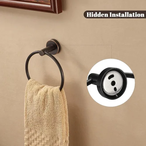 Miniatura 7 de WINCASE Soporte para toallas de papel higiénico, juego de accesorios de baño de bronce aceitado, soporte de rollo de papel higiénico para toalla