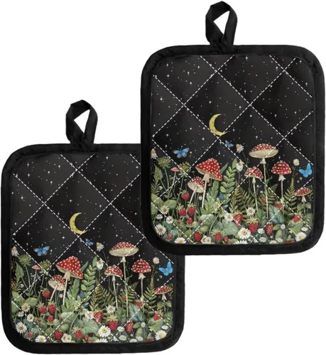 Miniatura 38 de UNICEU Porta ollas de mariposa con diseño de gallo, 2 paquetes para cocina, hornear, parrilla, cocinar, resistentes al calor, almohadillas calientes