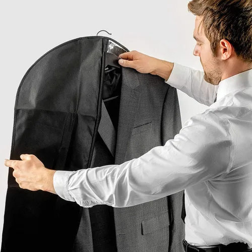 Miniatura 5 de Bolsa de ropa negra, cubierta de vestido de traje para con un panel transparente transparente para una fácil visualización, Negro