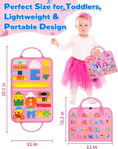 Miniatura 6 de Gojmzo - Tablero de actividades Montessori, para niñas de 1, 2, 3 o 4 años, ideal como regalo de cumpleaños, sensorial, juguete educativo
