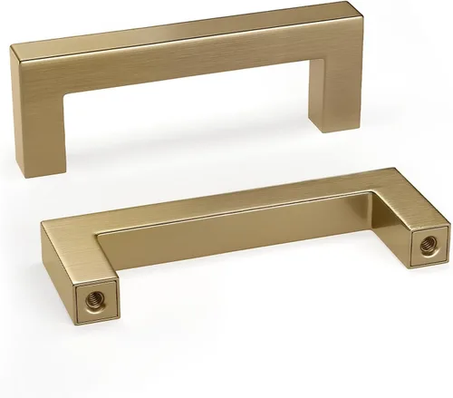 Goldenwarm Paquete de 5 tiradores para gabinete color bronce champán, manijas doradas para gabinete de 2-1/2 pulgadas, tiradores para cajones color