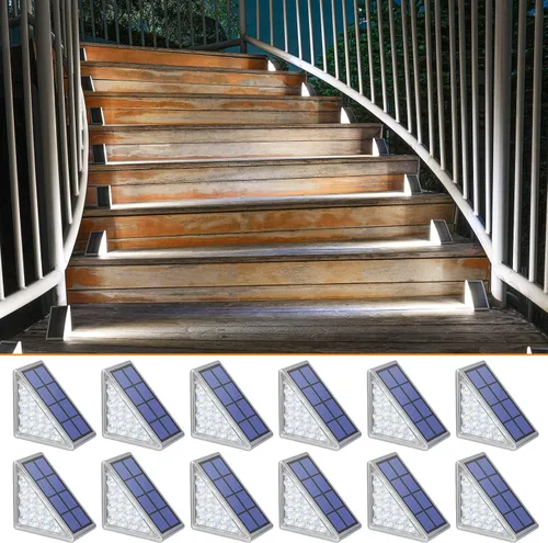 Miniatura 25 de NIORSUN Luces solares, impermeabilidad IP67, encendido/apagado automáticos, para escalones exterior, escalera, patio, porche, puerta delante, acera