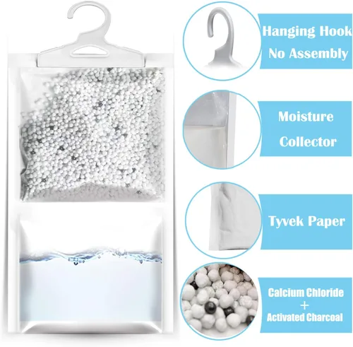 Miniatura 2 de ZSZMFH Paquete de 6 bolsas colgantes con absorción de humedad y eliminador de olores máximo, olor a carbón que elimina el olor húmedo a humedad