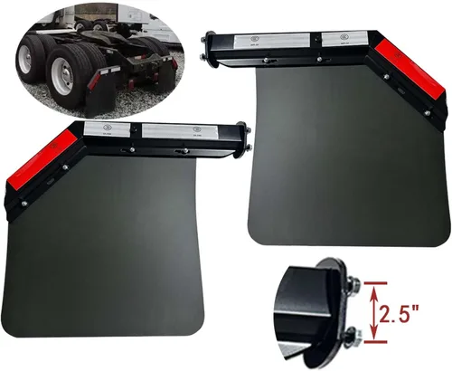 Miniatura 2 de BST BSSP Juego de 2 Soportes Colgantes de Guardabarros con Resorte Angular Negro y Guardabarros para Semirremolque de Servicio Pesado de 24"x24