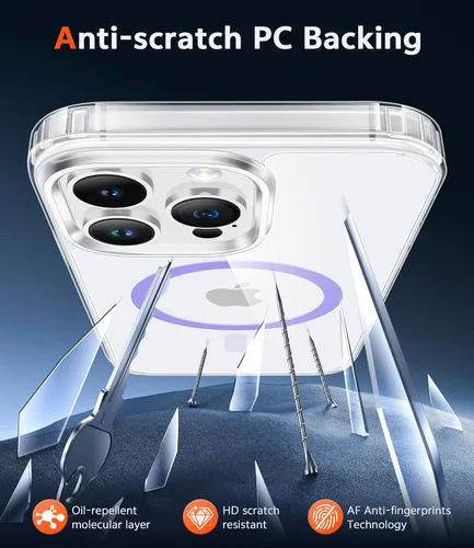 Miniatura 1663 de FNTCASE Funda para iPhone 13 Pro-Max: Fundas magnéticas transparentes compatibles con Magsafe Slim anti amarillamiento protección contra caídas