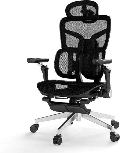 Miniatura 8 de MOJAY Silla de oficina ergonómica con reposapiés, silla de escritorio grande y alta con soporte lumbar, silla de escritorio de respaldo alto