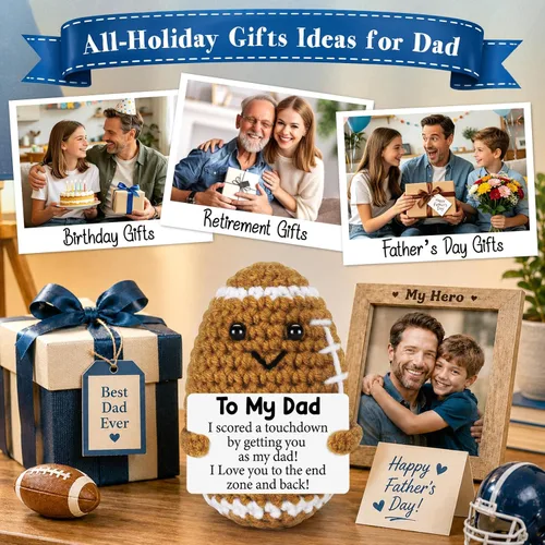 Miniatura 9 de Divertidos regalos para el día del padre de parte de hija, hijo, esposa, ganchillo positivo hecho a mano, regalo de cumpleaños para papá, lindo