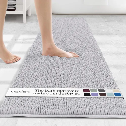 Miniatura 76 de MAYSHINE Alfombra de Baño de Chenilla Afelpada Extra Suave, Súper Absorbente, Alfombra de Baño Antideslizante Microfibra Esponjosa