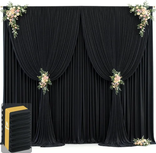 Miniatura 38 de 20 pies x 12 pies Cortinas de Telón de Fondo Azul Bebé Sin Arrugas para Bodas y Fiestas, Telón de Fondo de Tela Azul, Cortinas para Bodas