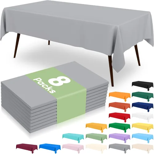 Miniatura 13 de misaya 6 paquetes de manteles de plástico desechables, 54 x 72 pulgadas mantel rectangular impermeable, cubiertas de mesa decorativas a prueba