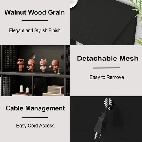 Miniatura 6 de LVB Estantería Horizontal Negra, Organizador de Almacenamiento Moderno en Cubos Estantería, Estante Industrial Ancho Largo de Madera Metal