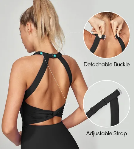 Miniatura 4 de IUGA Vestido de tenis para mujer con pantalones cortos integrados y brasier recortado, vestido de entrenamiento trenzado para golf, vestidos