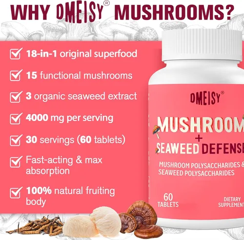 Miniatura 6 de Complejo de hongos sublingual, suplemento de hongos 18 en 1, melena de león, reishi, cola de pavo y más, suplementos cerebrales para memoria y Rosa
