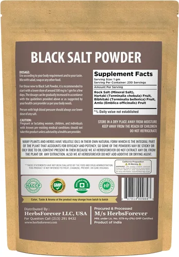 Miniatura 2 de HerbsForever Sal Negra Polvo Kala Namak Mineral 230 GMS