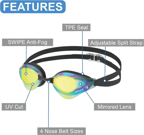 Miniatura 3 de Ver Equipo de natación V-230ASA Blade Orca SWIPE Antivaho Racing Gafas de natación Lente espejada ahumada/naranja