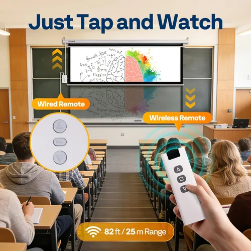 Miniatura 3 de VIVOHOME Pantalla de proyector motorizada con control remoto, pantalla de proyección eléctrica automática de 16:9 de 100 pulgadas, pantalla