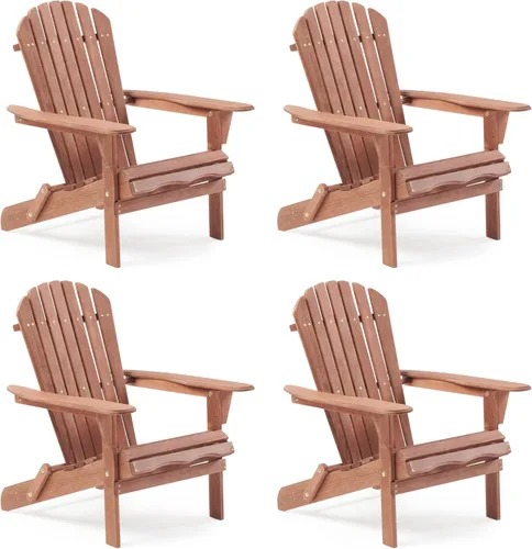 Miniatura 24 de Silla Adirondack plegable de madera de gran tamaño con respaldo y tabla de asiento premontados, silla de descanso para patio al aire libre, jardín