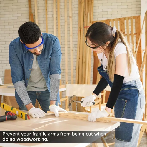 Miniatura 4 de Neer 4 pares de mangas protectoras para brazos para piel delgada, anticortes y resistentes a quemaduras, funda para antebrazo para cocina y Negro