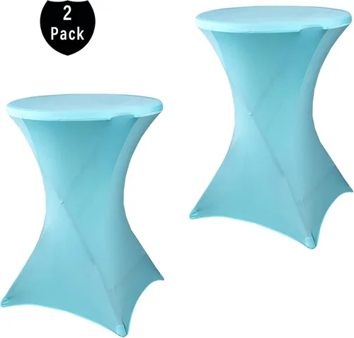 Miniatura 2 de Paquete de 2 manteles de cóctel de elastano de 24 x 43 pulgadas, redondos, ajustables, para bodas, banquetes, eventos, fiestas