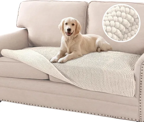 Miniatura 8 de Flamingo P Funda de cama de felpilla para perro, funda gruesa para sofá biplaza para perros, lavable, protector antideslizante para sofá de 2