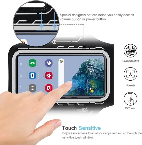 Miniatura 2 de Brazalete para Samsung Galaxy S26 S25 S24 S23 S22 Ultra/Plus/FE, gimnasio Running Entrenamientos Brazo Band con soporte para auriculares (negro)