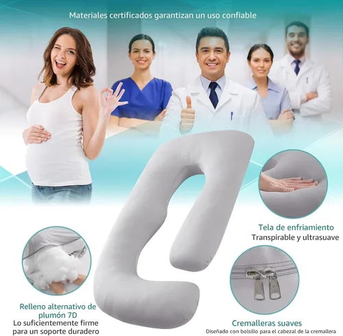 Miniatura 3 de Sasttie Almohadas de embarazo para dormir, almohada refrescante de cuerpo completo en forma de U con funda extraíble, imprescindible para mujeres