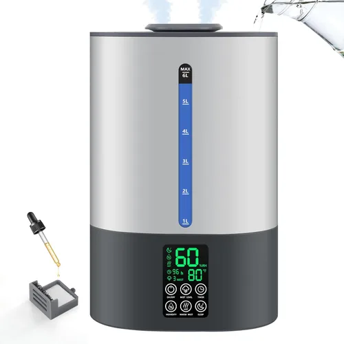 Miniatura 11 de Coolfiqu Humidificadores de 6L para dormitorio, habitación grande, hogar, humidificador fresco y cálido para bebés y plantas, humidificadores
