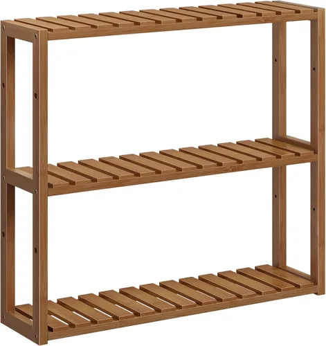Miniatura 9 de SONGMICS Estantería de bambú para baño, con 3 niveles ajustables para plantas, de montaje en pared o de pie, para la sala de estar, balcón, cocina