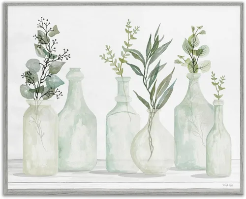 Miniatura 36 de Stupell Industries Ramos florales antiguos en frascos, arte giclée enmarcado, blanco, 20 x 16 pulgadas, fácil de colgar y resistente, fabricado