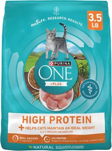 Purina ONE Alto Contenido de Proteínas, Peso Saludable Más Peso Ideal Con Pollo Comida Seca Para Gatos - Bolsa de 3.5 lb