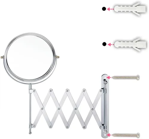 Miniatura 9 de Welllink - Espejo extensible de 7 pulgadas para baño, montaje de tornillo que ahorra espacio, espejo de aumento 3X/1X, vidrio HD sin distorsión