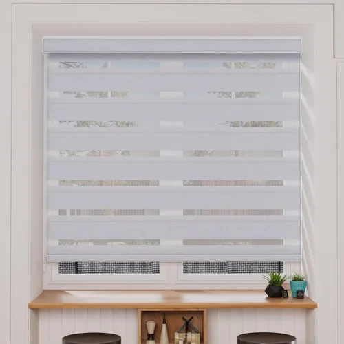 Miniatura 57 de MYshade Persianas enrollables de cebra opacas (85 %) con cordón para ventanas interiores, persianas de doble capa beige para dormitorio, baño, sala