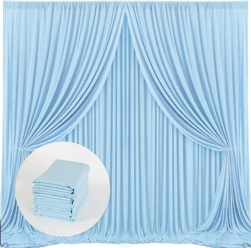 Miniatura 24 de MYSKY HOME Cortinas de 10 pies x 10 pies Verde Cazador Cortinas de Fondo para Fiestas Bodas Escenario Cortinas con Bolsillo para Barra Cortinas