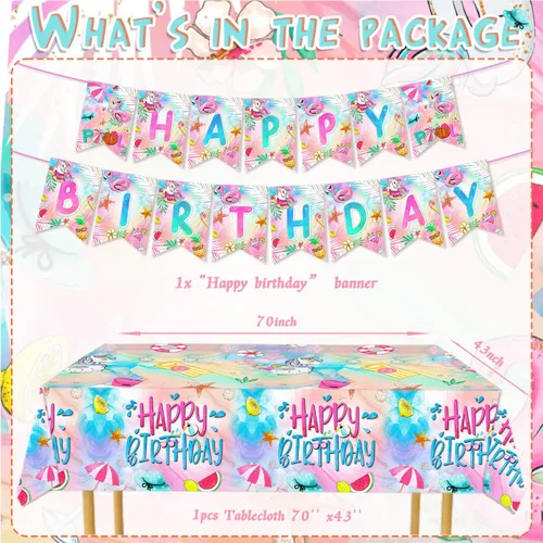 Miniatura 3 de Decoraciones de fiesta de cumpleaños de piscina de verano, platos de cumpleaños temáticos de verano, servilleta, pancarta, tazas, globos