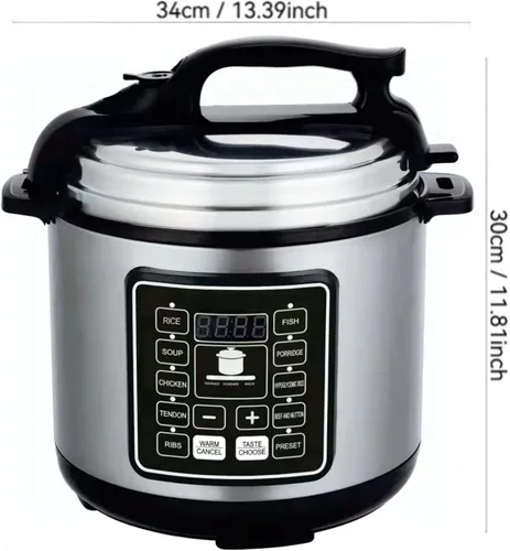 Miniatura 9 de Olla a presión eléctrica, 6 litros, olla de estofado lenta con función de reserva de 24 horas, arrocera 10 en 1, wok, pastel, yogur, etc., acero