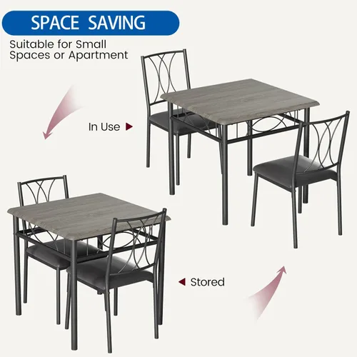 Miniatura 7 de IDEALHOUSE Juego de mesa de comedor para 2, juegos de mesa cuadrada con 2 sillas tapizadas, mesa de cocina pequeña y sillas para 2, juego de mesa