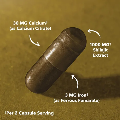 Miniatura 6 de Shilajit Cápsulas para hombres y mujeres – 1000 mg de extracto de Shilajit (estandarizado al 20% de ácido fúlvico) – 60 unidades – Suplemento