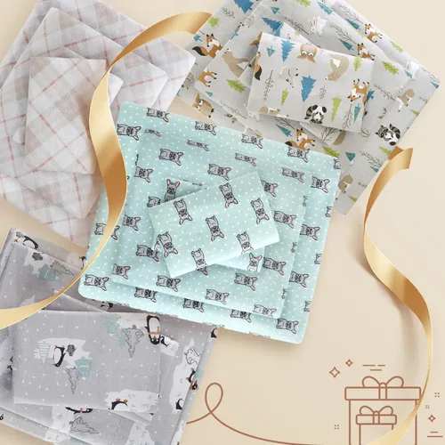Miniatura 7 de True North by Sleep Philosophy - Sábana de franela acogedora y cálida 100% algodón - Estampado novedoso de animales y estrellas, lindo, ultrasuave